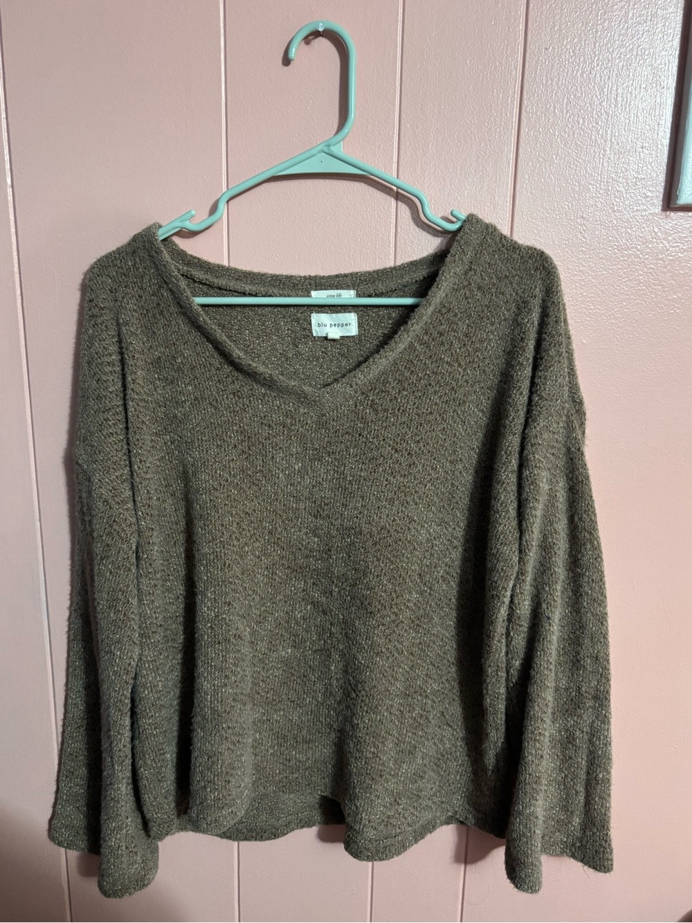 Blu Pepper Light Brown V-Neck Women's Sweater